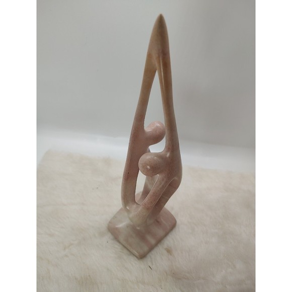 8" Carved Stone 2 Dancing Figures Kenya Ten Thousand Villages Sculpture - Picture 6 of 12